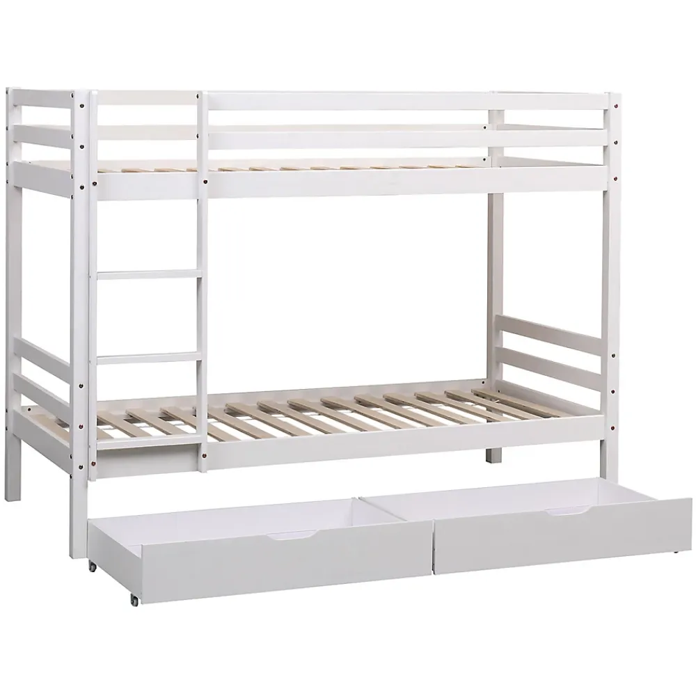 Happy Garden Lits superposés pour enfants 190x90cm blanc avec tiroirs AMBRE -*Enfant Lit Enfant