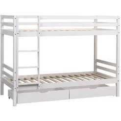 Happy Garden Lits superposés pour enfants 190x90cm blanc avec tiroirs AMBRE -*Enfant Lit Enfant