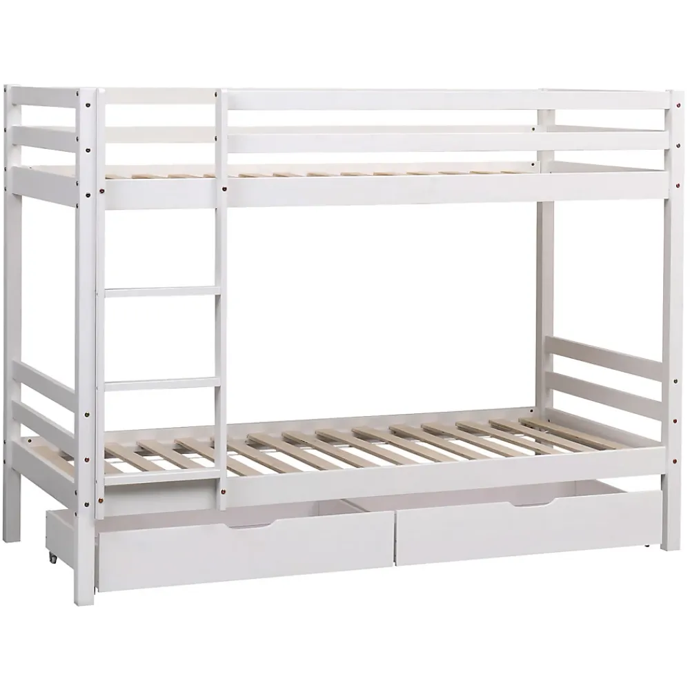 Happy Garden Lits superposés pour enfants 190x90cm blanc avec tiroirs AMBRE -*Enfant Lit Enfant