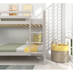 Lits superposés séparables enfant - 2x90x200 cm - Pin massif gris clair - Sommier inclus - ANDO><noscript><img width=