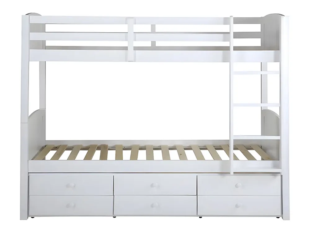 Vente-unique Lits superposés séparables ANCHISE II - 2 x 90 x 190 cm - Avec rangements - Pin blanc*Enfant Lit Enfant