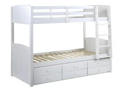 Vente-unique Lits superposés séparables ANCHISE II - 2 x 90 x 190 cm - Avec rangements - Pin blanc*Enfant Lit Enfant