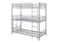 Lits superposés triple 3 x 90 x 190 cm - Métal - Argent - ELOUAN III><noscript><img width=