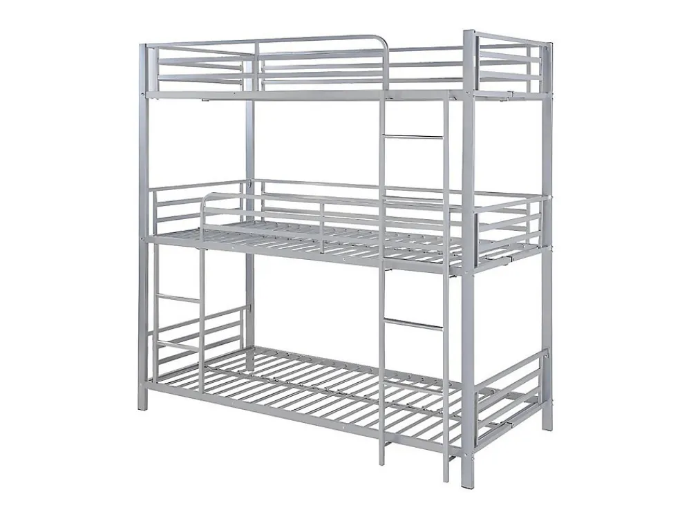 Lits superposés triple 3 x 90 x 190 cm - Métal - Argent - ELOUAN III>Vente-unique Clearance
