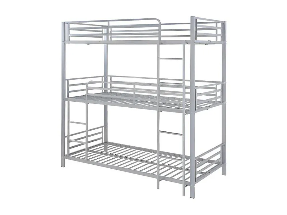 Lits superposés triple 3 x 90 x 190 cm - Métal - Argent - ELOUAN III>Vente-unique Clearance