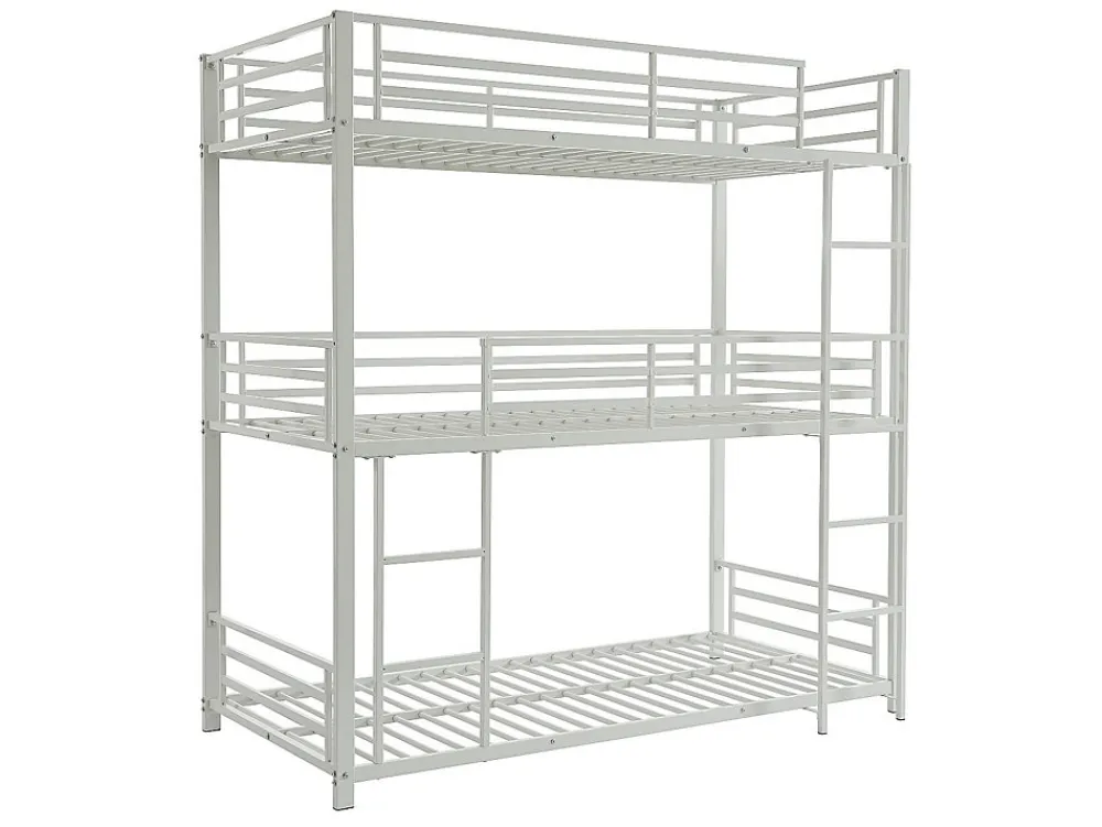 Lits superposés triple 3 x 90 x 190 cm - Métal - Blanc + Matelas - ELOUAN III>Vente-unique New