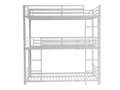 Lits superposés triple 3 x 90 x 190 cm - Métal - Blanc + Matelas - ELOUAN III><noscript><img width=