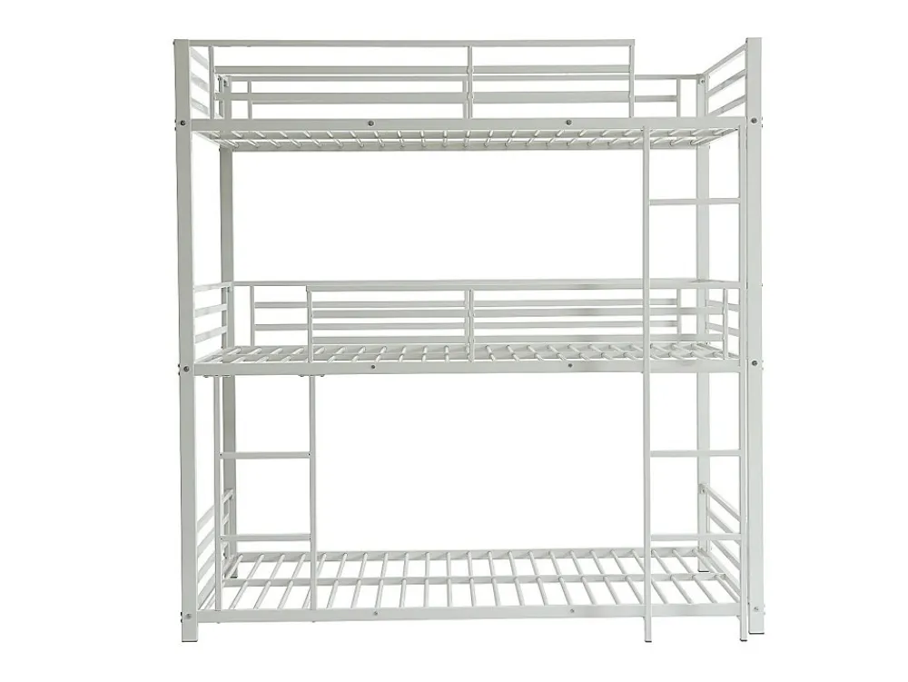 Lits superposés triple 3 x 90 x 190 cm - Métal - Blanc + Matelas - ELOUAN III>Vente-unique New