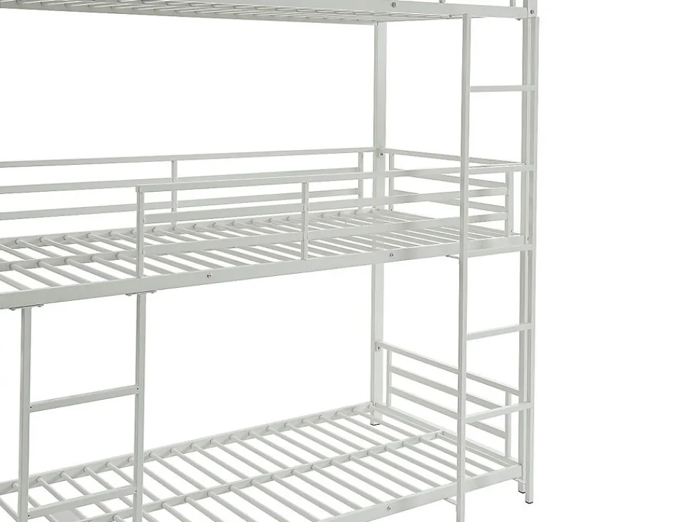 Lits superposés triple 3 x 90 x 190 cm - Métal - Blanc + Matelas - ELOUAN III>Vente-unique New