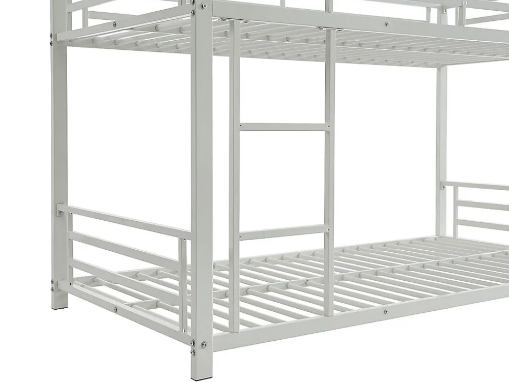 Lits superposés triple 3 x 90 x 190 cm - Métal - Blanc + Matelas - ELOUAN III>Vente-unique New