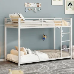 Lits Superposés 90x200cm Fer Blanc><noscript><img width=