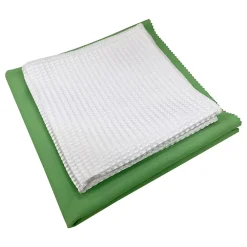 GoodHome Lot 2 chiffons de nettoyage pour vitres microfibre blanc L.32 x l.32cm* Chiffon