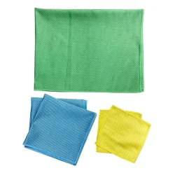GoodHome Lot 5 chiffons de nettoyage écaille de poisson jaune, vert et bleu L.16 x l.16cm* Chiffon