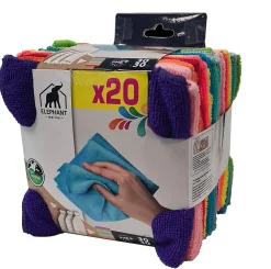 Lot 20 lavettes microfibre Eléphant l.30 x L.30cm multicolore>Elephant Hot