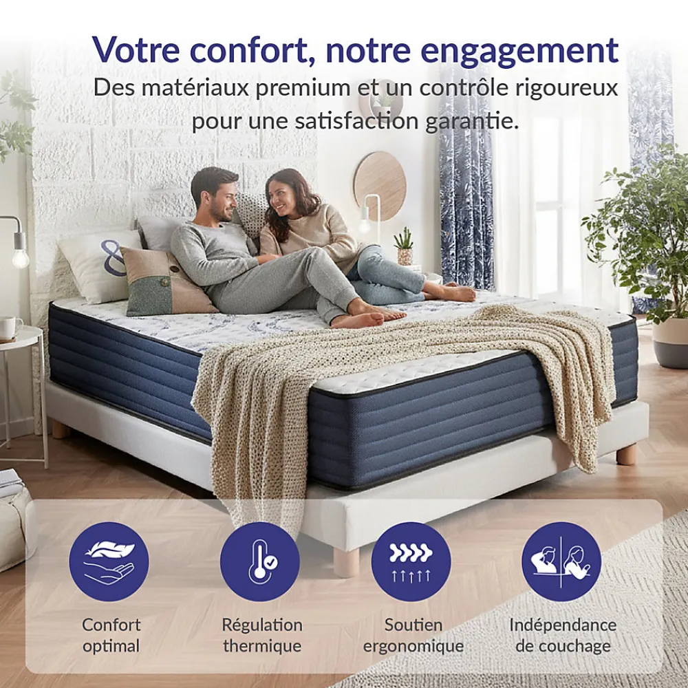 Lot 2 Matelas 70x190 à mémoire de forme - Épaisseur 15 cm - Blue Latex - 7 zones de confort - Hypoallergénique - Perfect Dream>Naturalex Clearance