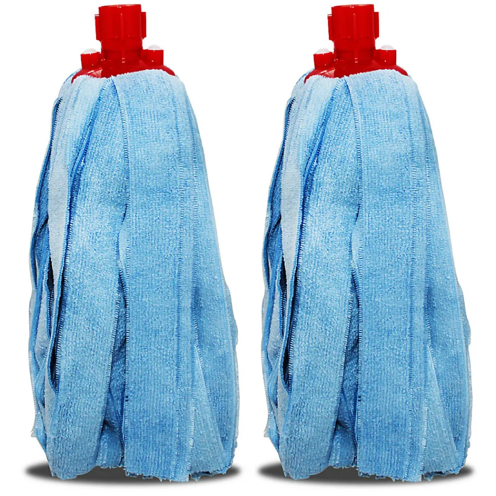 Lot 2 mop, serpillère à frange pour balai, recharge vadrouille, tête de rechange, de balai en microfibre super absorbante- H 30 cm>Juanio Online