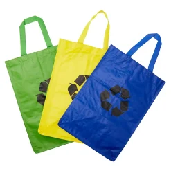 Lot 3 sacs de recyclage ménagers l.31 x H.44 cm bleu, vert et jaune* Sac Poubelle