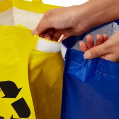 Lot 3 sacs de recyclage ménagers l.31 x H.44 cm bleu, vert et jaune* Sac Poubelle