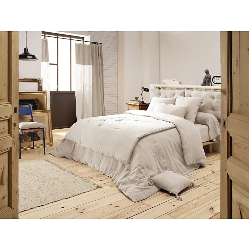 Meubletmoi Lot 2 taies d'oreillers 60x60 cm double gaze de coton écru - PEPA 1* Taie D'Oreiller