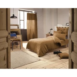 Meubletmoi Lot 2 taies d'oreillers 60x60 cm double gaze de coton camel - PEPA 1* Taie D'Oreiller