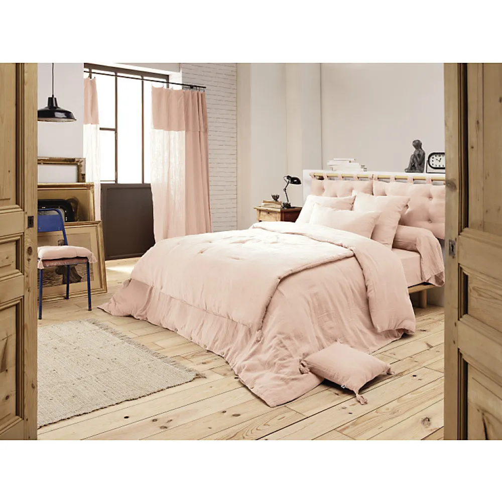 Lot 2 taies d'oreillers 50x70 cm double gaze de coton rose - PEPA 2>Meubletmoi