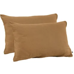 Meubletmoi Lot 2 taies d'oreillers 50x70 cm double gaze de coton camel - PEPA 2* Taie D'Oreiller