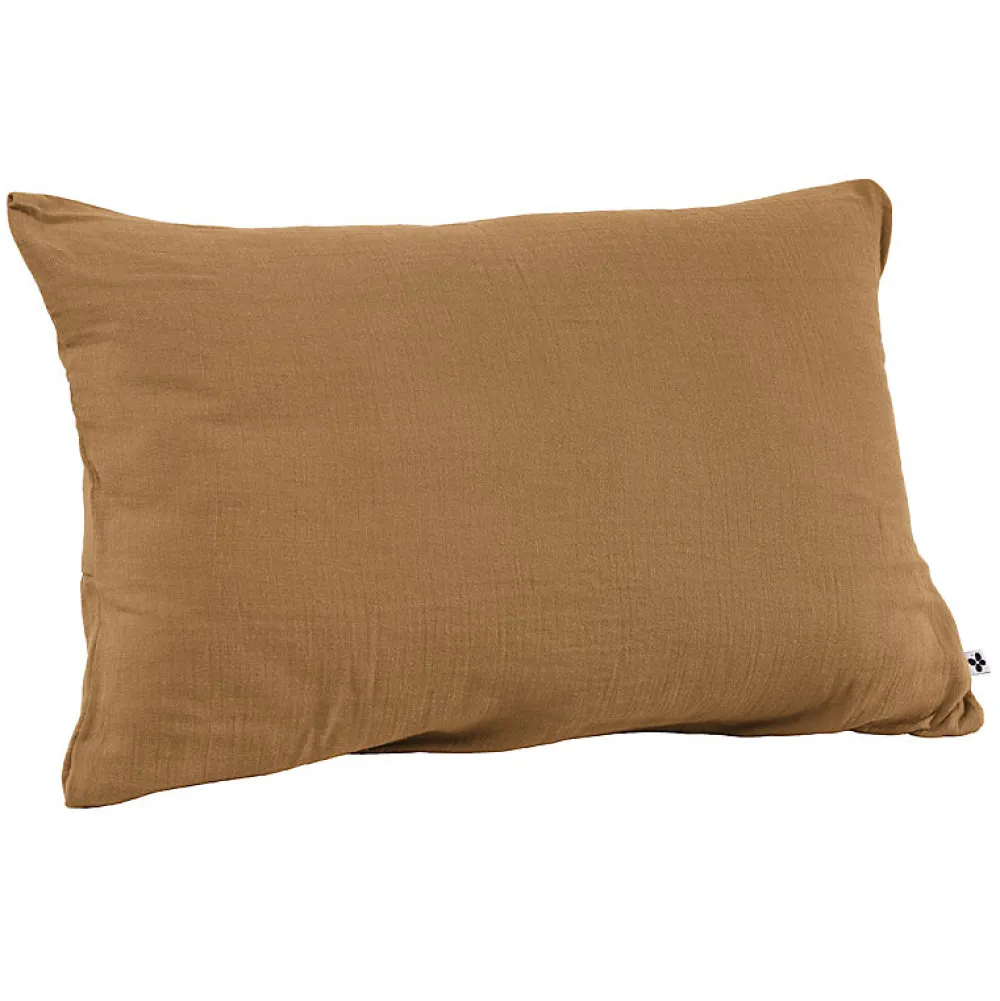 Meubletmoi Lot 2 taies d'oreillers 50x70 cm double gaze de coton camel - PEPA 2* Taie D'Oreiller