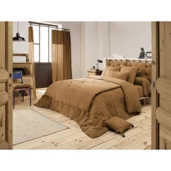 Meubletmoi Lot 2 taies d'oreillers 50x70 cm double gaze de coton camel - PEPA 2* Taie D'Oreiller