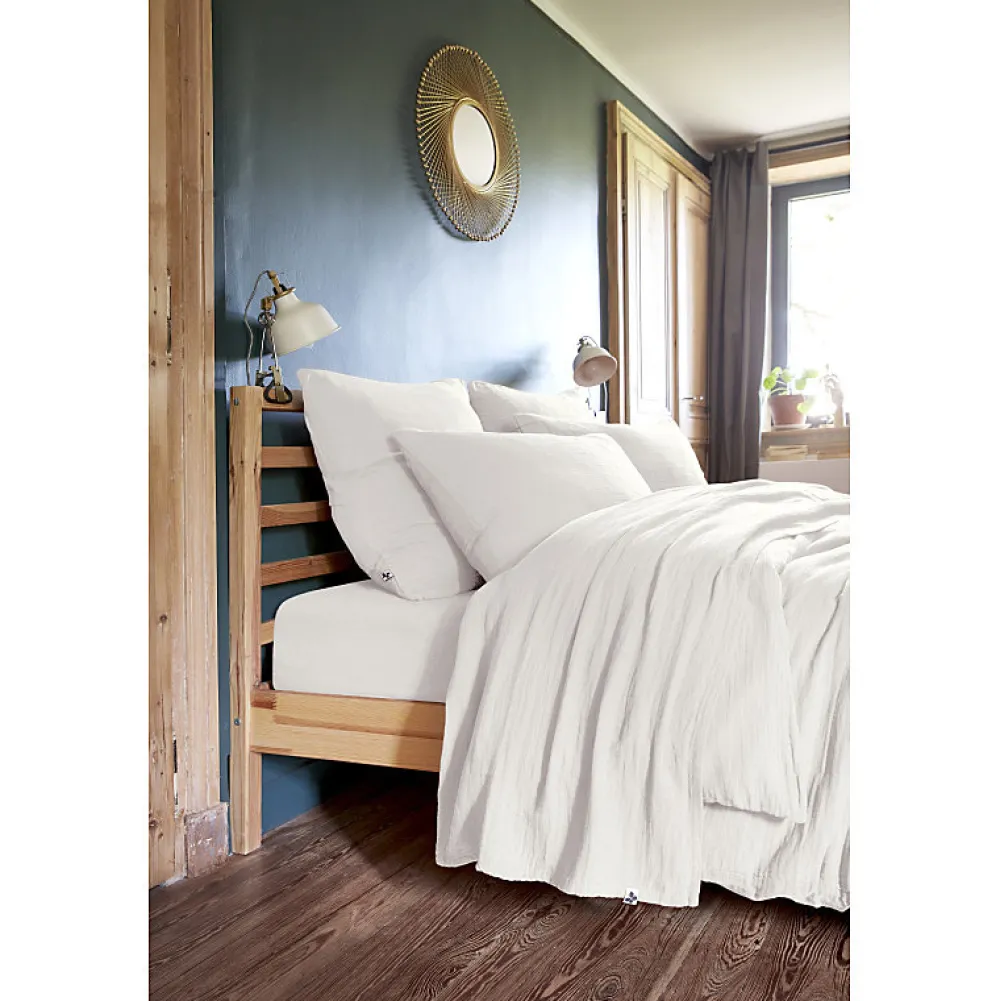 Meubletmoi Lot 2 taies d'oreillers 60x60 cm double gaze de coton blanc - PEPA 1* Taie D'Oreiller