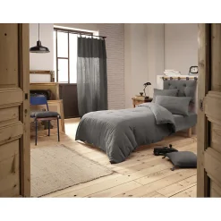 Meubletmoi Lot 2 taies d'oreillers 50x70 cm double gaze de coton gris - PEPA 2* Taie D'Oreiller