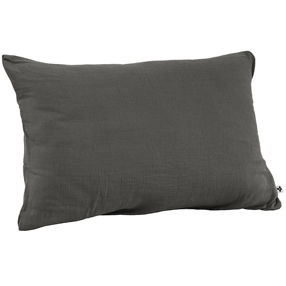 Meubletmoi Lot 2 taies d'oreillers 50x70 cm double gaze de coton gris - PEPA 2* Taie D'Oreiller