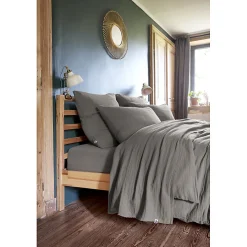 Meubletmoi Lot 2 taies d'oreillers 50x70 cm double gaze de coton gris - PEPA 2* Taie D'Oreiller