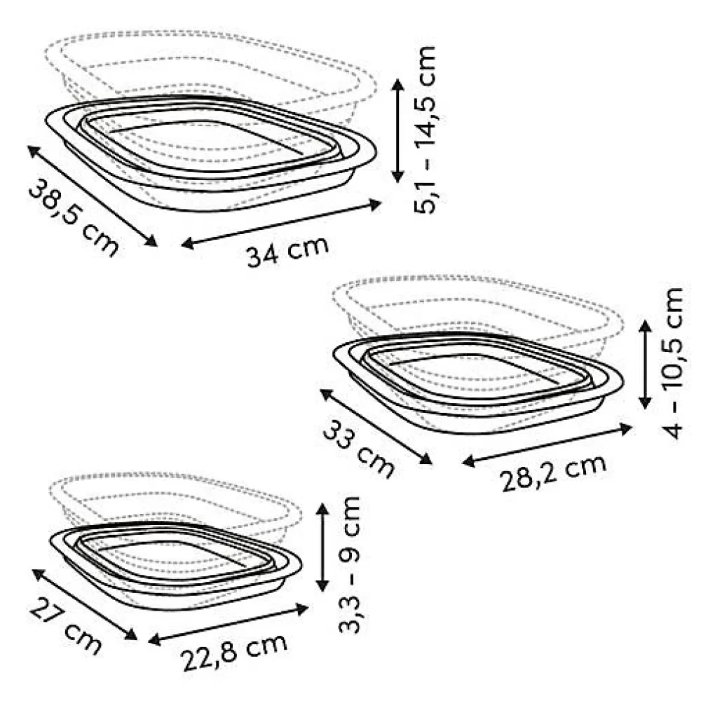 Lot de 3 Bassines Retractable Grises 3+5+10L - Gris->5Five Sale