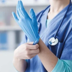Vivezen Lot de 5 boites de 100 gants en nitrile jetables - non poudrés - Taille XL - Bleu -* Gants De Ménage