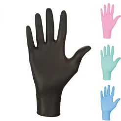 Lot de 5 boites de 100 gants en nitrile jetables - non poudrés - Taille S - Noir ->Vivezen