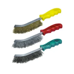 Lot de 3 Brosses à Main Ergonomiques - - Fils d'acier - 125mm - Gris>Wolfcraft Online