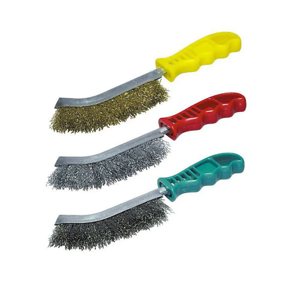 Lot de 3 Brosses à Main Ergonomiques - - Fils d'acier - 125mm - Gris>Wolfcraft Online