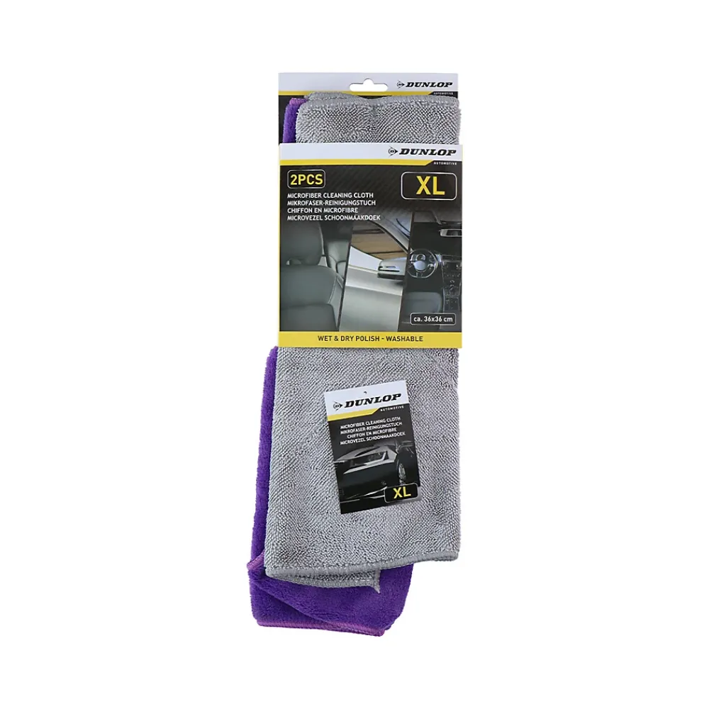 Dunlop Lot de 2 Chiffon Microfibre XL Voiture 36x36cm - Ultra-Absorbant 660gsm, Lavable & Réutilisable, Nettoyage Sec & Humide* Chiffon