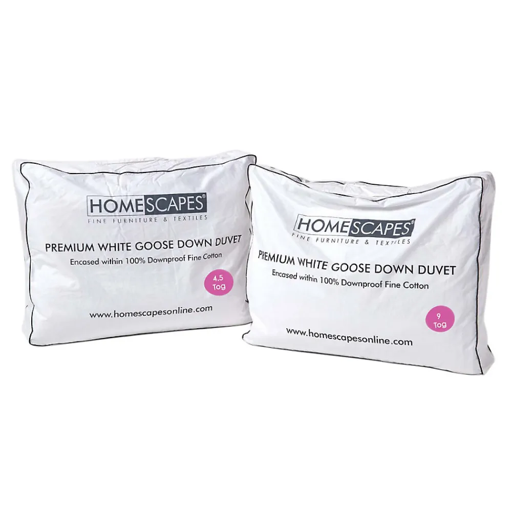 Lot de 2 Couettes Premium 4 saisons en duvet d'oie 9 + 4.5 Tog, 200 x 200 cm ->Homescapes Discount