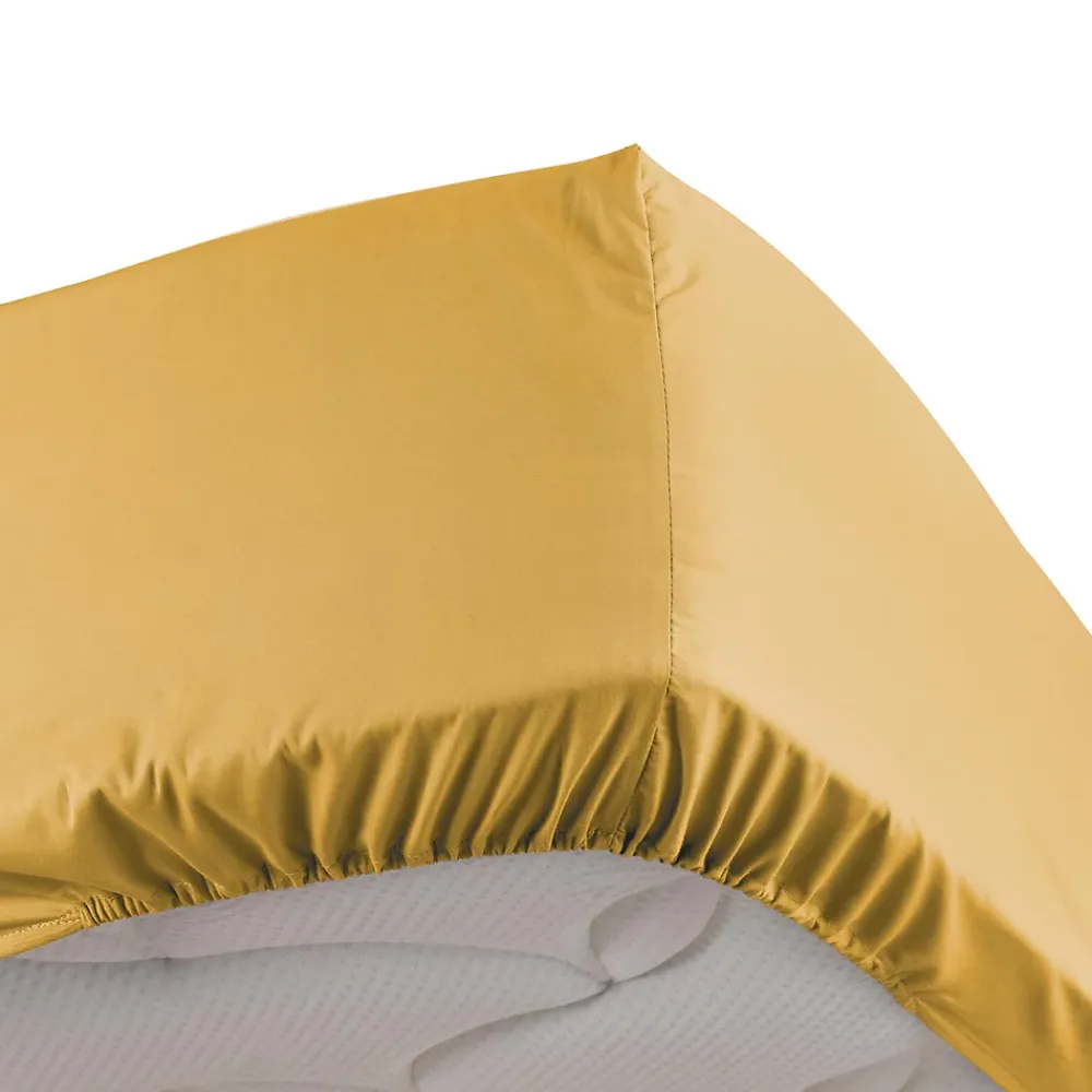 L'Effet Papillon Lot de 2 Drap housse 100% percale ultra doux 160 x 200 cm 78 fils bonnet 30 cm Jaune* Drap Housse|Drap Housse
