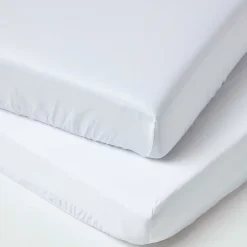 Homescapes Lot de 2 draps housse lit bébé en coton égyptien bio 400 fils blanc, 60 x 120 cm -* Drap Housse|Drap Housse