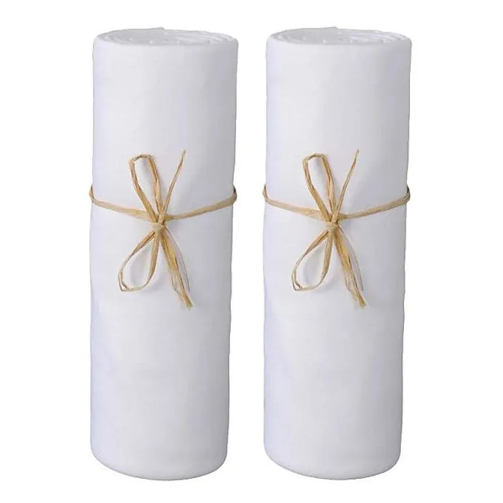Lot de 2 Draps housse lit bébé 60 x 120 cm / 100% coton / 57 fils/cm² - 1 Blanc + 1 Blanc>Coton Pur New