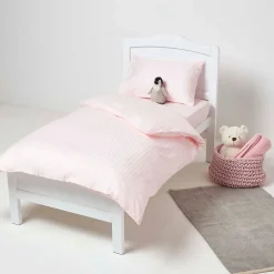 Lot de 2 draps housse lit bébé en coton égyptien 330 fils rose, 60 x 120 cm ->Homescapes Outlet