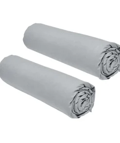 Lot de 2 draps housses TODAY Essential - 140 x 190 cm - 2 personnes - 100% Coton - Acier>Todays Tools Best