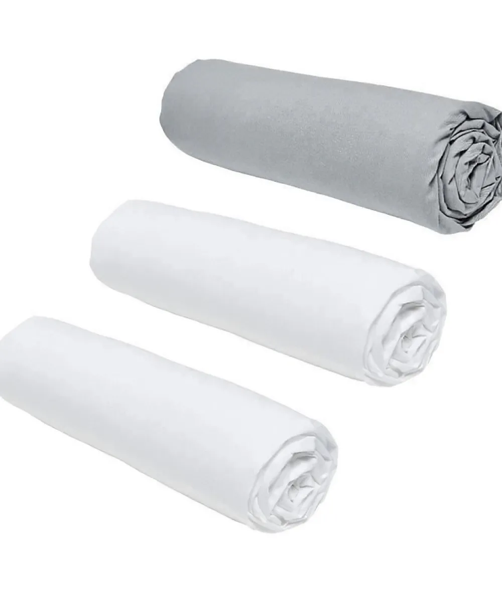 Lot de 3 draps housses TODAY Essential - 140 x 190 cm - 2 personnes - 100% Coton - Craie/ Acier>Todays Tools Hot