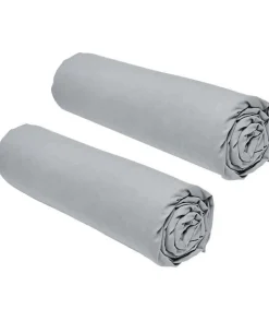 Lot de 2 draps housses TODAY Essential - 160 x 200 cm - 2 personnse 100% Coton - Acier>Todays Tools Sale