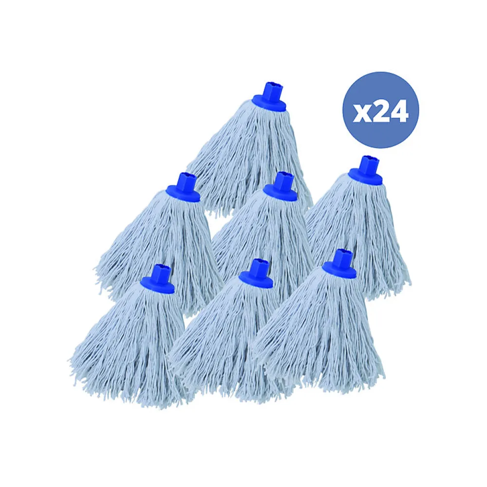 Lot de 24 franges à serpillière de rechange en coton supérieur 220gr Blanc embout hexagonal>MSV Outlet