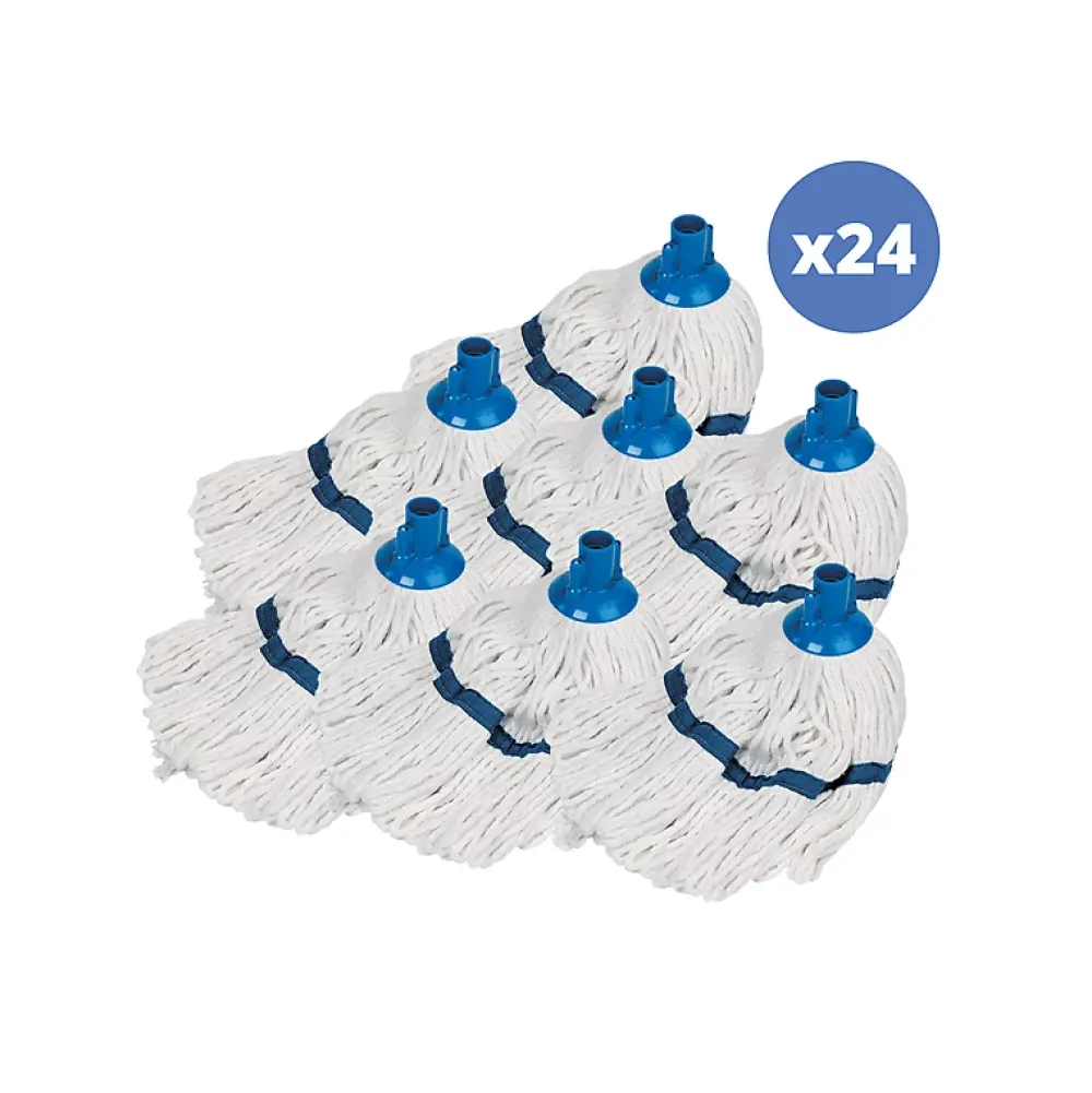 MSV Lot de 24 franges en coton 185g doublé blanc* Serpillère