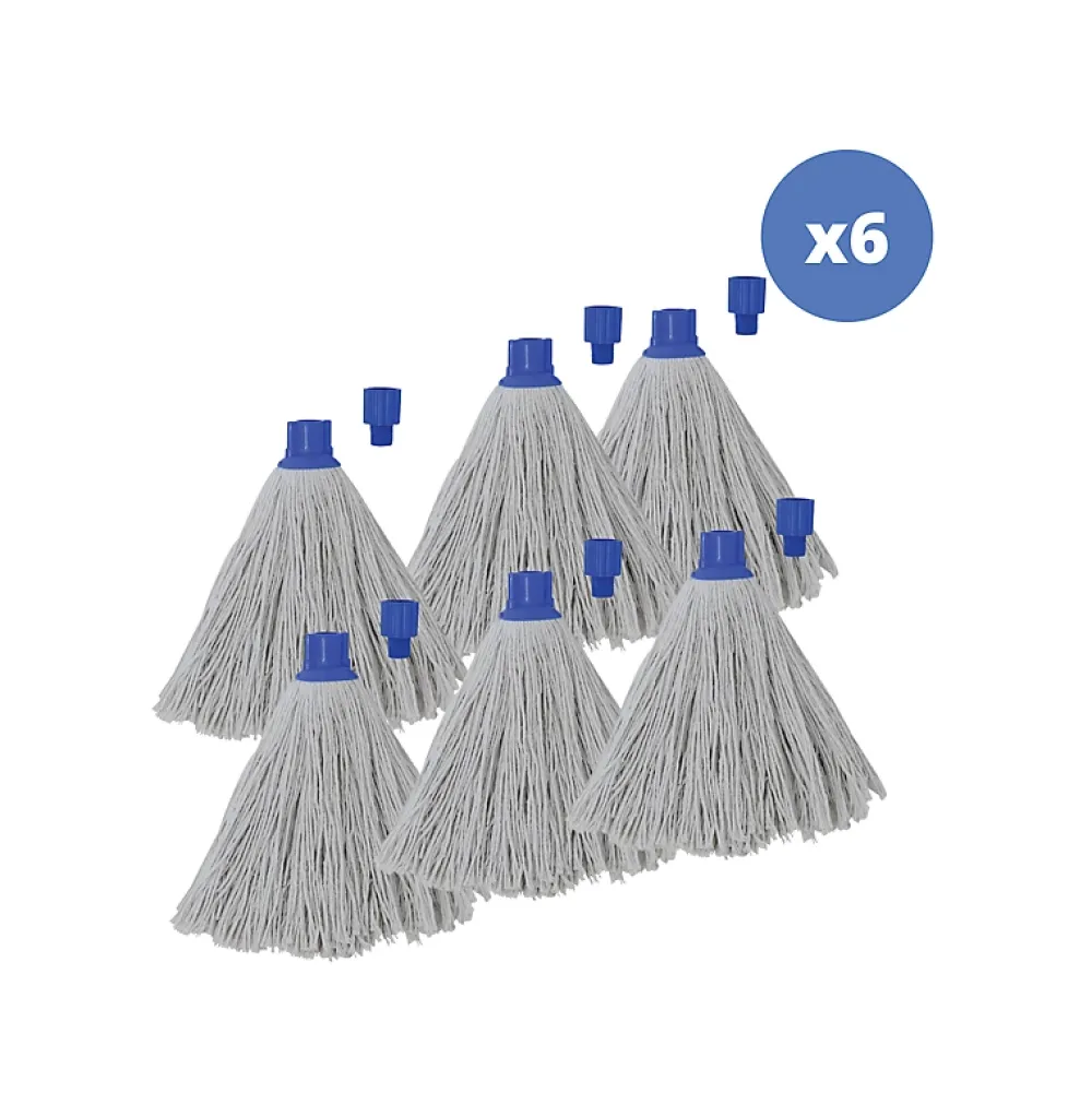 MSV Lot de 6 franges en coton blanc 250g* Serpillère