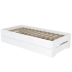 Weber Industries Lot de 2 lits empilables BINGO 90x190 + 2 sommiers / Blanc* Lit Simple